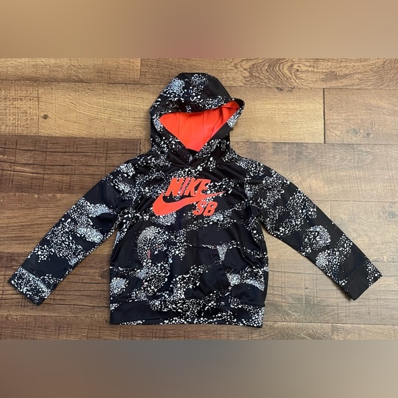 Nike girls boy unisex SB skateboard hoodie Sz 7 black white neon melon - Picture 1 of 6